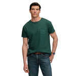 Superdry Cotton Classic Linen Pocket kurzarm-T-shirt – Smaragdgrün