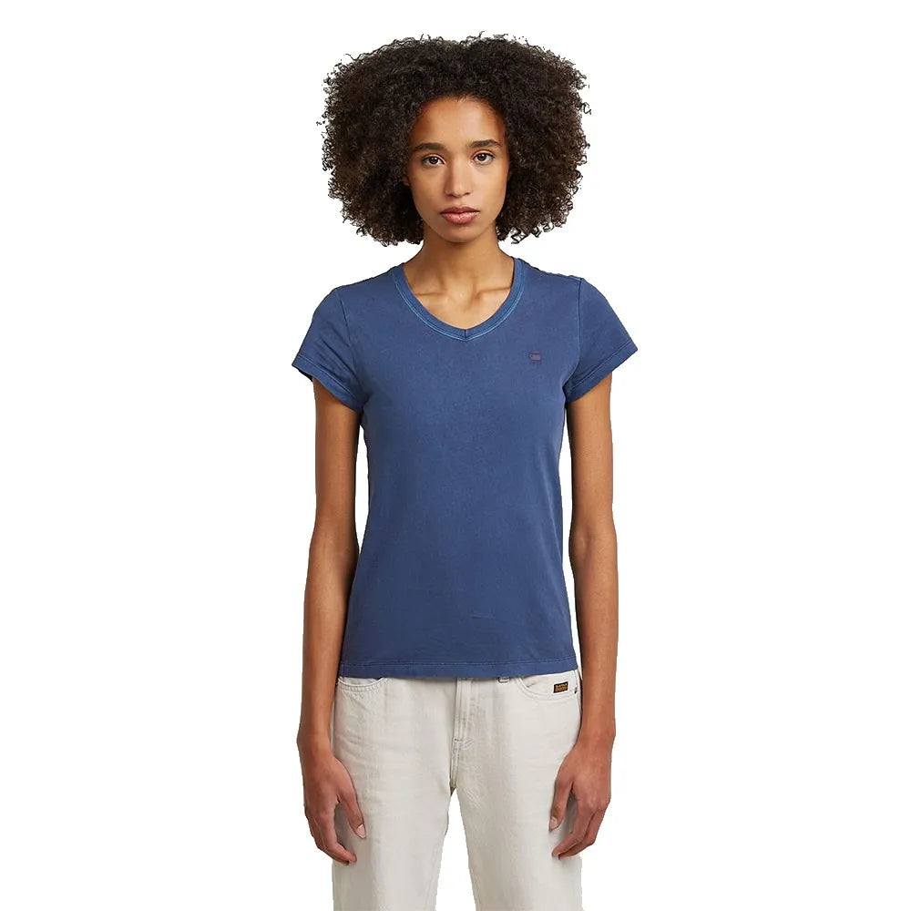 G-Star Overdyed Eyben kurzarm-T-shirt mit v-ausschnitt – Blau