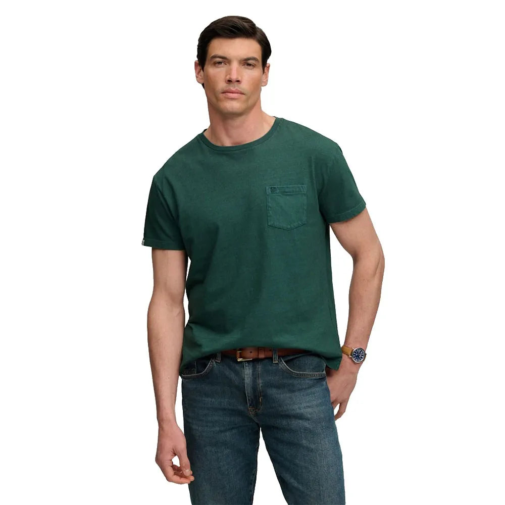 Superdry Cotton Classic Linen Pocket kurzarm-T-shirt – Smaragdgrün