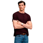 Superdry Cotton Classic Linen Pocket kurzarm-T-shirt – Burgunderrot