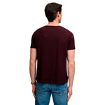 Superdry Cotton Classic Linen Pocket kurzarm-T-shirt – Burgunderrot