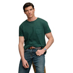 Superdry Cotton Classic Linen Pocket kurzarm-T-shirt – Smaragdgrün