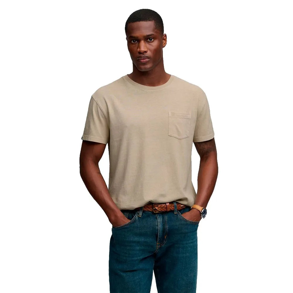 Superdry Cotton Classic Linen Pocket kurzarm-T-shirt – Creme