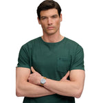 Superdry Cotton Classic Linen Pocket kurzarm-T-shirt – Smaragdgrün