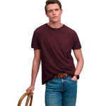 Superdry Cotton Classic Linen Pocket kurzarm-T-shirt – Burgunderrot